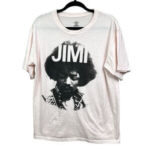 Jimi Hendrix Womens T Shirt Top Authentic Hendrix Short Sleeve Pale Pink Size L*